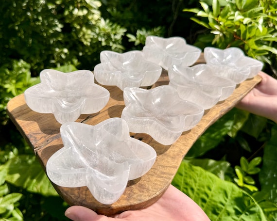 Selenite Star Crystal Bowl, Large 4” Charging Bowl - Decorative Stone Bowls for Altar Decor