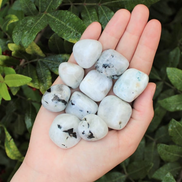 Rainbow Moonstone Tumbled Stones: Choose How Many Pieces (Premium Quality 'A' Grade)