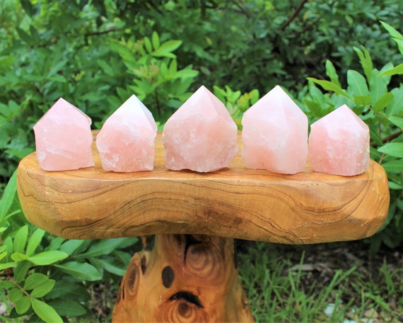 Rose Quartz Top Polished Point, Beautiful Cut Base Specimen: Choose Size ('AAA' Grade Free Standing Rose Quartz Crystal Point, Home Decor)