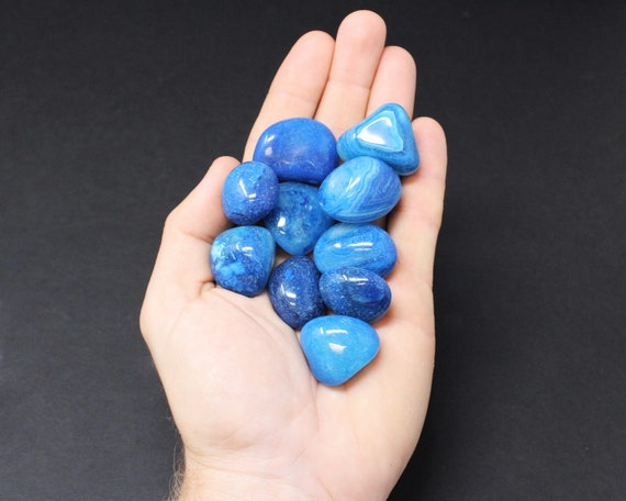 Blue Onyx Tumbled Stones: Choose How Many Pieces (Premium Quality 'A' Grade)