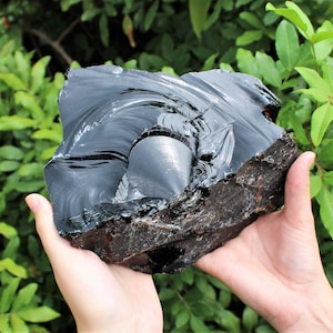 MASSIVE Rough Black Obsidian Natural Crystals: Choose Size, 3" - 12" Chunks ('A' Grade, Raw Black Obsidian Stones, Natural Obsidian Crystal)