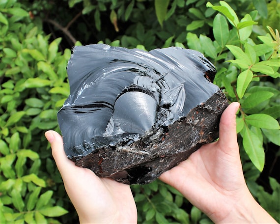 MASSIVE Rough Black Obsidian Natural Crystals: Choose Size, 3" - 12" Chunks ('A' Grade Raw Black Obsidian Stones, Natural Obsidian Crystal)