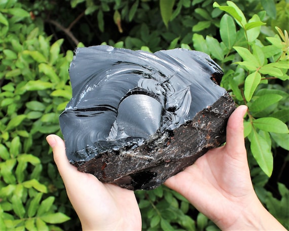 MASSIVE Rough Black Obsidian Natural Crystals: Choose Size, 3" - 12" Chunks ('A' Grade, Raw Black Obsidian Stones, Natural Obsidian Crystal)