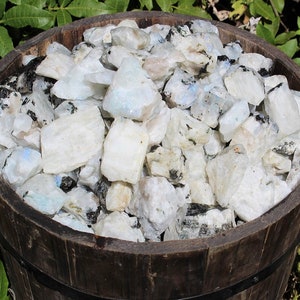 Rainbow Moonstone Natural Rough Crystals: Choose Ounces or lb Bulk Wholesale Lots (Premium Quality 'A' Grade Rainbow Moonstone Crystals)