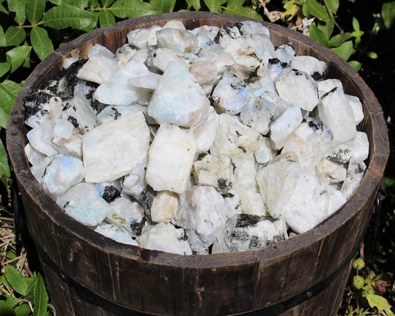 Rainbow Moonstone Natural Rough Crystals: Choose Ounces or lb Bulk Wholesale Lots (Premium Quality 'A' Grade Rainbow Moonstone Crystals)