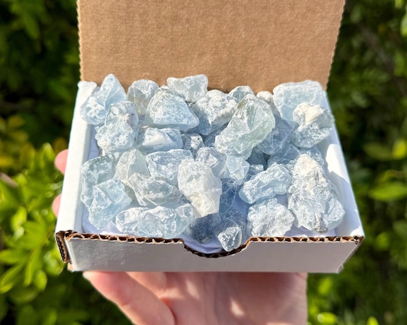Small Celestite Natural Rough Crystals: 10 oz Gift Box ('A' Grade Raw Celestite Gemstones)