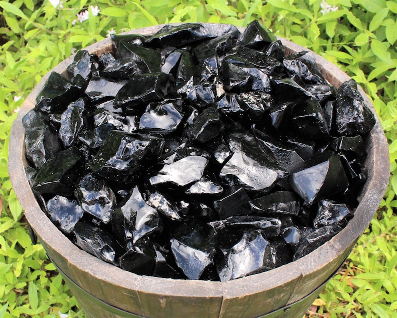 Rough Black Obsidian Natural Stones -  Wholesale Bulk Lots