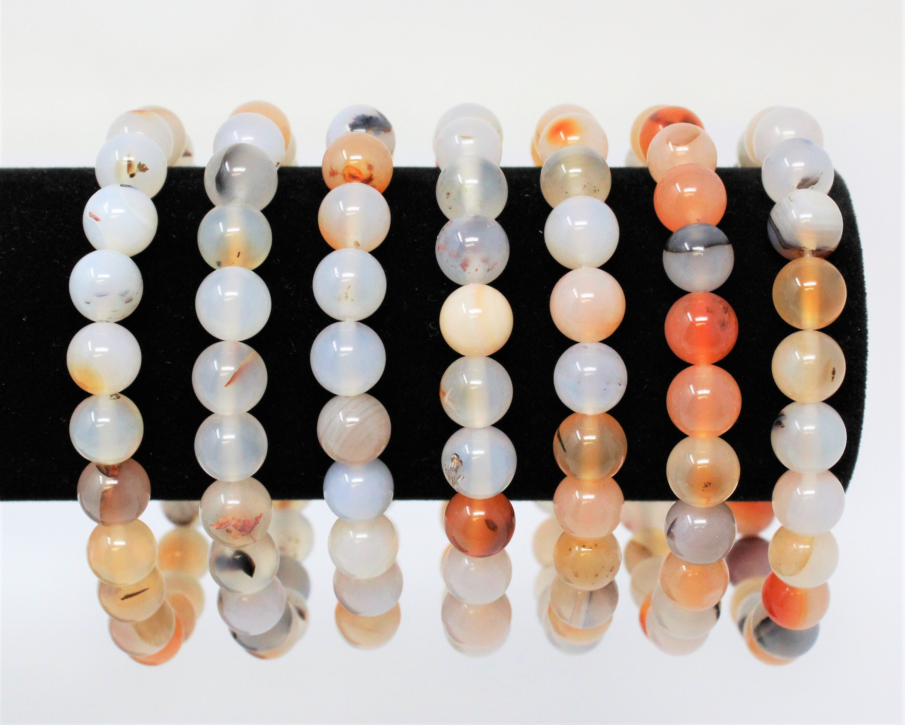 Dendrite Agate Bead Bracelet: 8 mm Round Crystals (Premium Grade ...