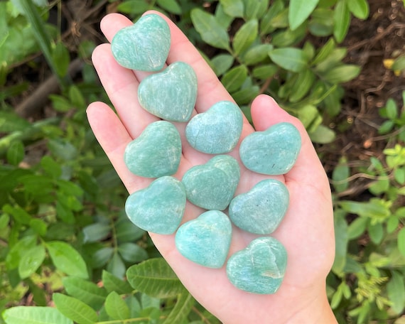 Amazonite Heart 1": Choose How Many ('A' Grade Crystal Heart, Carved Puffed Gemstone Heart)
