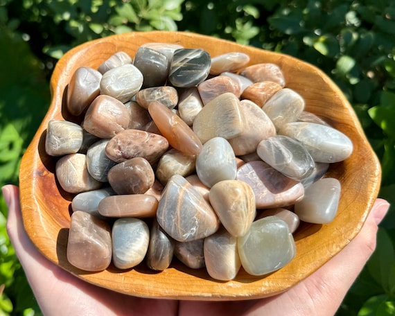 Mixed Moonstone Tumbled Stones: Choose Ounces or lb Bulk Wholesale Lots (Premium Quality 'A' Grade)