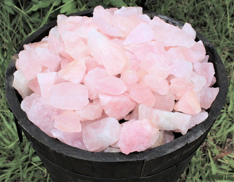 Rose Quartz Rough Natural Stones: Choose 4 oz, 8 oz, 1 lb, 2 lb 5 lb or 11 lb Bulk (Raw Rose Quartz, Rough Rose Quartz, 'A' Grade) 