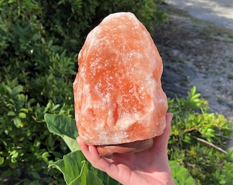 LARGE Natural Himalayan Salt Lamp - 8" Salt Rock Lamp + Chord/Bulb (Pink Salt Lamp, Natural Salt Lamp, Crystal Lamp, Home Decor)