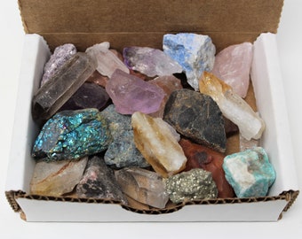 MINIATURE Crafters Collection Box: Gems Crystals Natural Raw Minerals - 1/2 lb (8 oz) (Mixed Tiny Gemstone, 0.25" - 1")