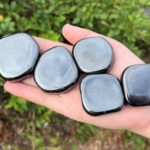 LARGE MAGNETIC Hematite Palm Stones: Choose How Many Pieces (Large Hematite, Tumbled Magnetic Hematite, Worry Stone, Pocket Stone)