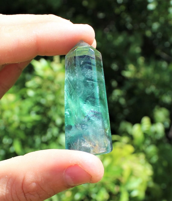 Natural Fluorite Crystal Hexagonal Point, 1.75" - 2.25" (Reiki Free Standing Healing Wand)