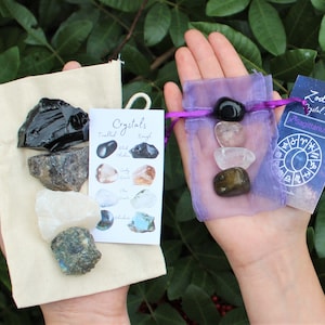 Sagittarius Zodiac Crystal Kit, 4 Birthstones in an Organza Pouch: You Choose Rough or Tumbled Stones, or Both! (Crystal Gift Kits)