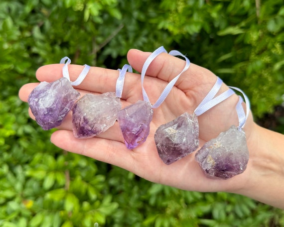 Amethyst Point Crystal Ornament - Natural Amethyst Decorative Oraments (Gemstone Christmas Ornaments, Amethyst Christmas Ornaments)