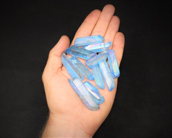 Aqua Aura Quartz Crystal Points, 1 - 2" : Choose Size ('A' Grade, Aqua Aura Points, Healing Crystals)