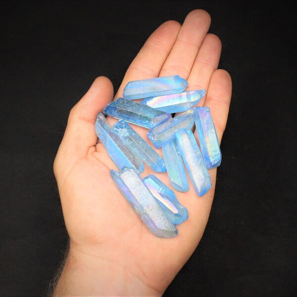 Aqua Aura Quartz Crystal Points, 1 - 2" : Choose Size ('A' Grade, Aqua Aura Points, Healing Crystals)