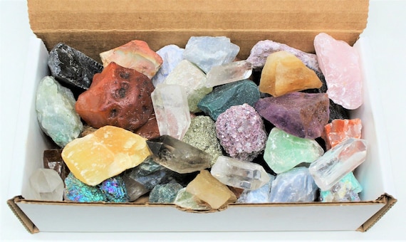Crafters Collection Box - Quartz, Jasper, Agate, Calcites, Points, Blades & More! 1/2 lb (8 oz) Gift Box, Gems Crystals Natural Raw Minerals