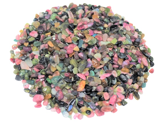 Rainbow Tourmaline Semi Tumbled Gemstone Mini Chips, TINY 2 - 5 mm: Choose Ounces or lb Loose Wholesale Bulk Lots (Rainbow Tourmaline Chips)