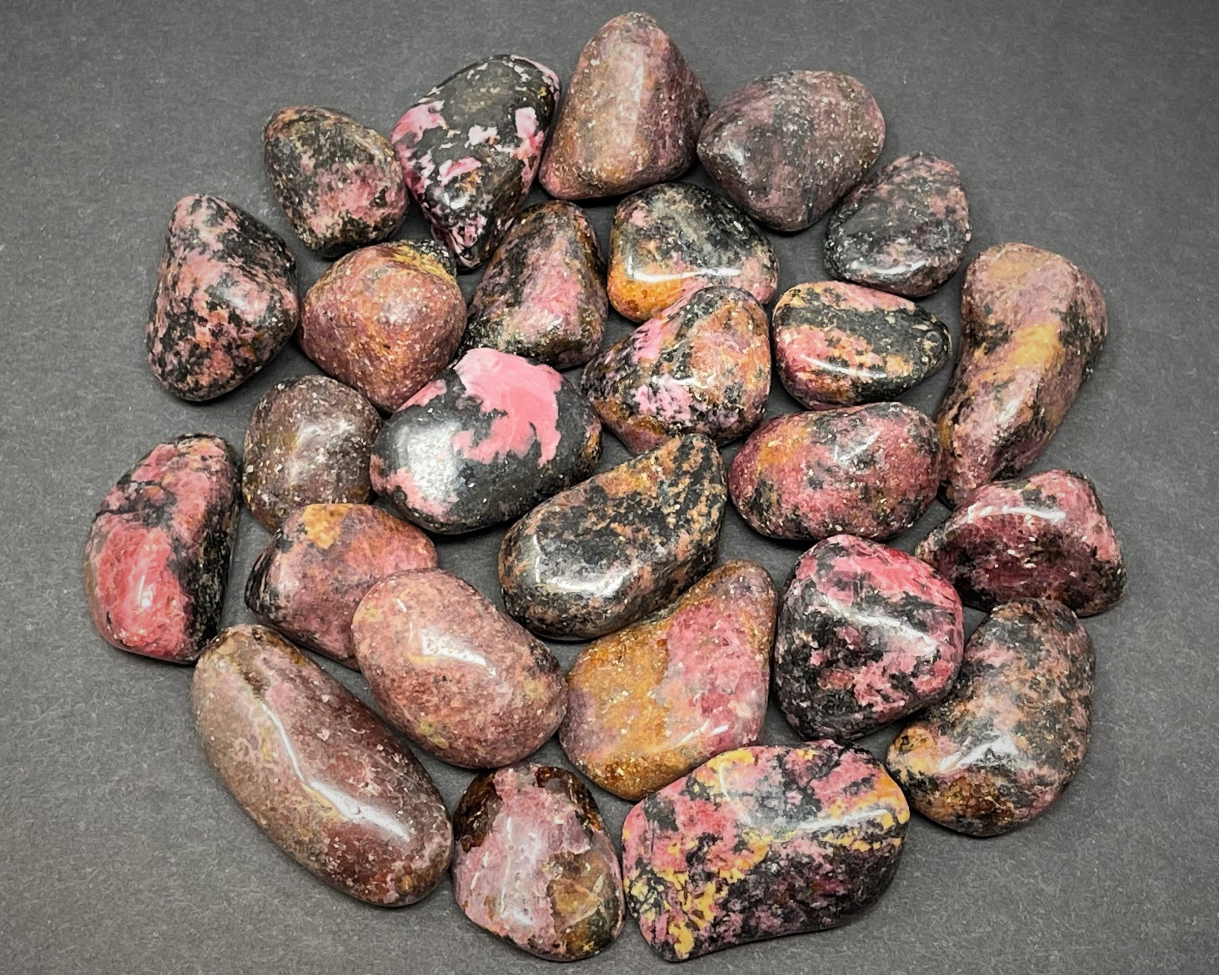 Rhodonite Tumbled Stones: Choose Ounces or lb Bulk Wholesale Lots ...