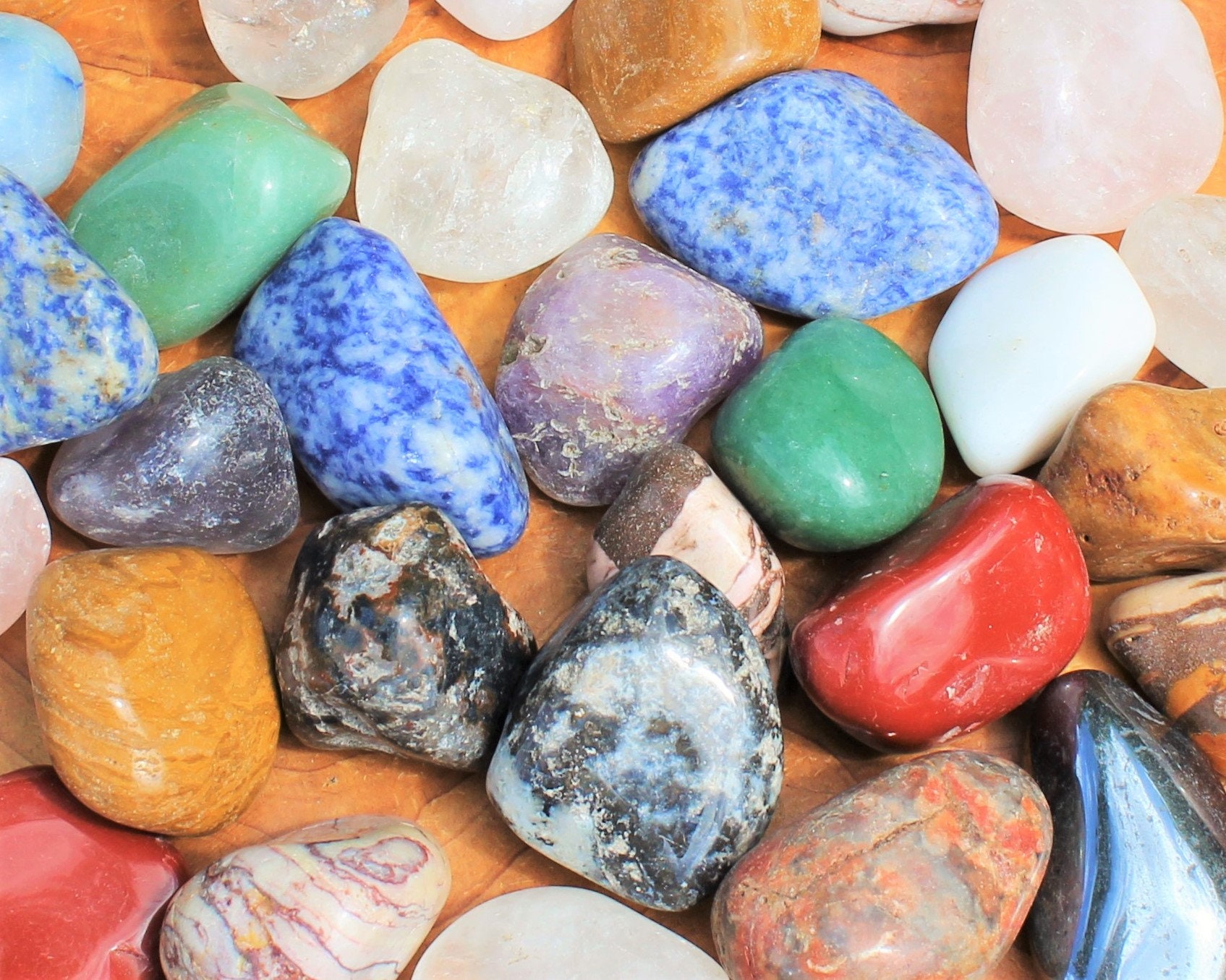 Assorted Mixed Tumbled Stones LARGE 1 lb Wholesale Bulk Lot