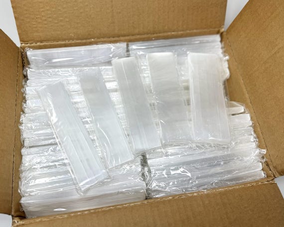 Wholesale Box of 125 Selenite 6" Charging Stations - CRAZY CHEAP Polished Selenite Rulers (Crystal Cleaning, Charging & Purification)