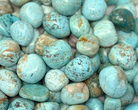 Peruvian Turquoise Tumbled Stones: Choose Ounces or lb Wholesale Bulk Lots (Premium Quality 'A' Grade Natural Turquoise from Peru)