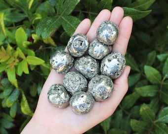 Pyrite Tumbled Stones: Choose How Many Pieces ('A' Grade, Pyrite Tumble Crystals, Fools Gold)