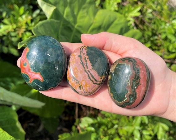 Kambaby Ocean Jasper Hand Polished Stones ('A' Grade Polished Sea Jasper, Ocean Jasper Palm Stones)