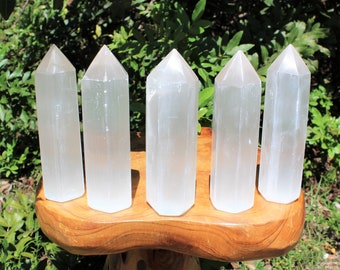 LARGE Selenite Obelisk, 6" Tall Crystal Tower - Choose How Many (6-Sided Selenite Point, Home Decor)