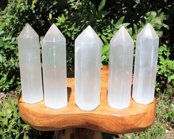 LARGE Selenite Obelisk, 6" Tall Selenite Crystal Tower (Premium Quality 6-Sided Selenite Point, Crystal Healing, Home Decor)