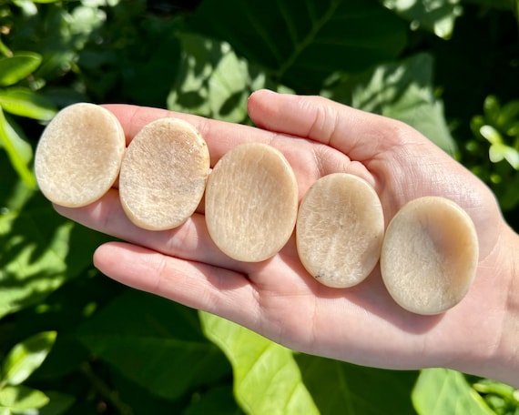 Moonstone Worry Stone - Choose How Many (Smooth Polished Pocket Stone, Gemstone Worry Stone, Moonstone Palm Stone)