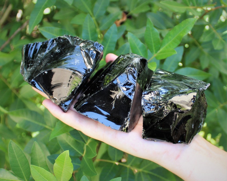 MASSIVE Rough Black Obsidian Natural Crystals: Choose Size, 3 12 Chunks 'A' Grade, Raw Black Obsidian Stones, Natural Obsidian Crystal image 5