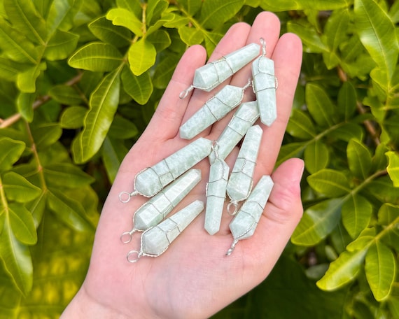 Amazonite Wire Wrapped Point Pendant / Necklace (Amazonite Point Pendant, Wire Wrapped Amazonite Point Necklace)