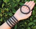 Shungite Bead Bracelet: 6 mm or 8 mm Round Crystals (Premium Quality Shungite Crystal Bracelets, Stretch Gemstone Bracelet)
