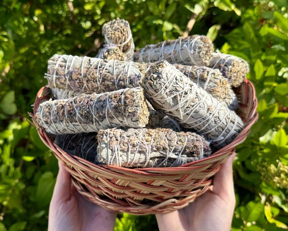 White Sage & Lavender Smudge Sticks - Choose How Many 4" Sticks, Wholesale Bulk Lots (Fresh Premium Quality Sage Bundles)