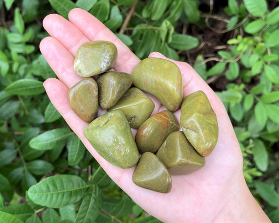 Green Opal Tumbled Stones: Choose How Many Pieces (Premium Quality 'A' Grade)