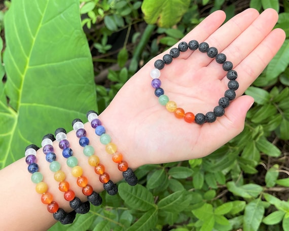 7 Chakra Lava Stone Bracelet –