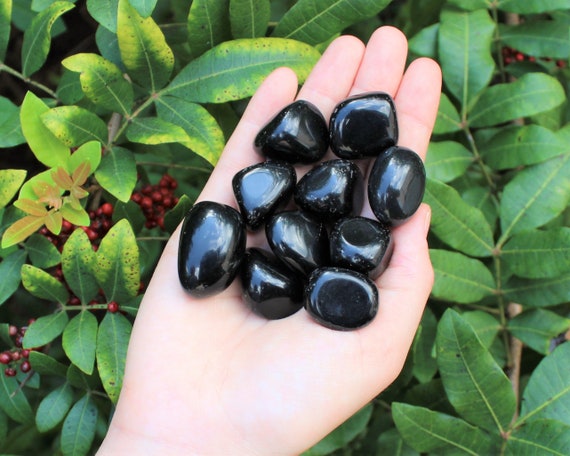 Black Obsidian Tumbled Stones: Choose How Many Pieces (Premium Quality 'A' Grade)
