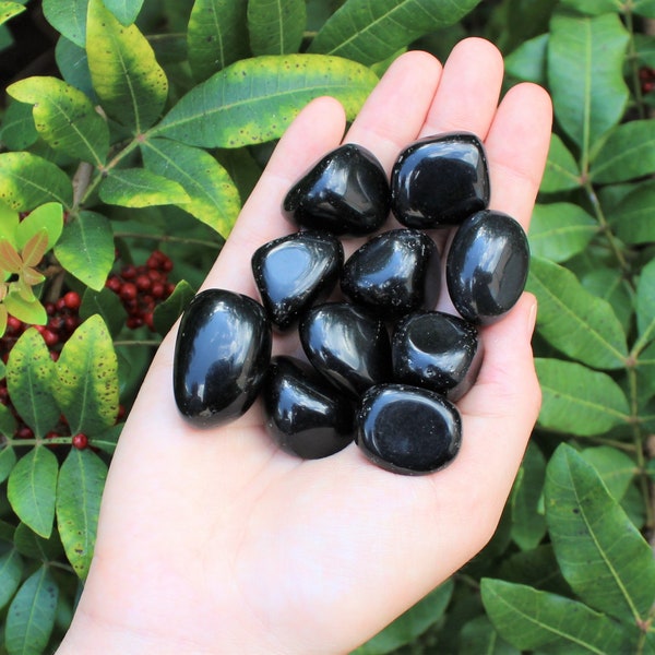 Black Obsidian Tumbled Stones: Choose How Many Pieces (Premium Quality 'A' Grade)