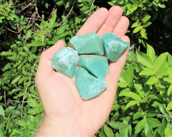 5 Pack Green Aventurine Rough Natural Stones ('A' Grade Raw Green Aventurine Crystals)