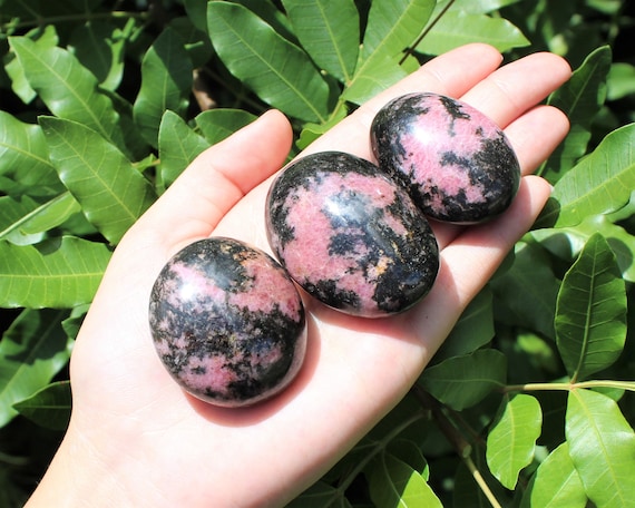 Rhodonite Hand Polished Stones: Choose How Many Pieces ('A' Grade, Polished Rhodonite Palm Stones)