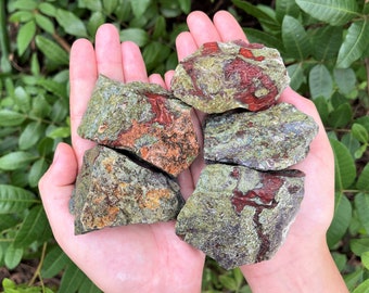 LARGE Rough Dragons Blood Jasper Natural Crystals, 2 - 3": Choose How Many ('AAA' Grade Dragons Blood Jasper Crystal, Raw Dragon Stone)