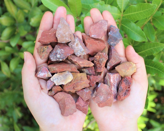 Red Jasper Rough Natural Chips, 0.5 - 1.25": Choose Ounces or lb Wholesale Bulk Lots ('A' Grade Rough Red Jasper Chips)