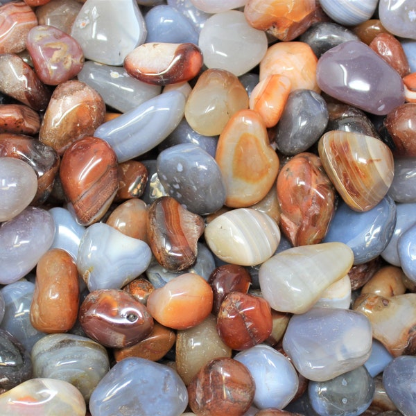 Assorted Mix Tumbled Agate Stones: Choose Ounces or lb Bulk Wholesale Lots (Premium Quality 'A' Grade)