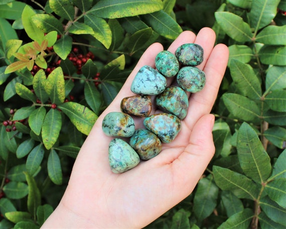 African Turquoise Tumbled Stones: Choose How Many Pieces (Premium Quality 'A' Grade)