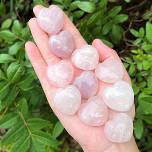 Rose Quartz Heart 1"- Choose How Many ('A' Grade Premium Quality Rose Quartz Crystal Hearts, Love Stone Hearts)