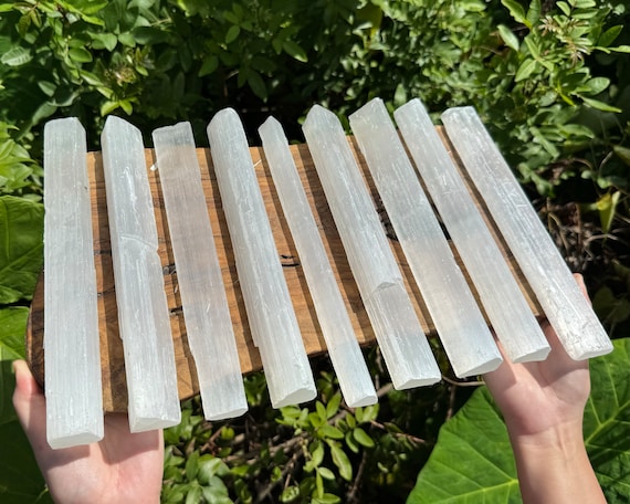 Selenite Sticks JUMBO 9 - 10" Long Wholesale Bulk Lots - LARGE Natural Selenite Wands, Selenite Crystal Logs, Healing Crystals